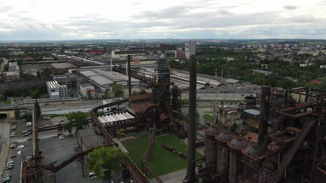 The aerial view of Ostrava in the Czech Republic