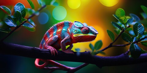 A chameleon transitioning through vibrant and vivid colors, exemplifying adaptability and change , concept of Transformation