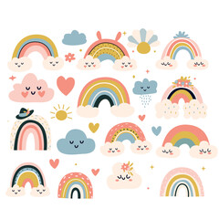 rainbow set. Vector illustration in scandinavian style.