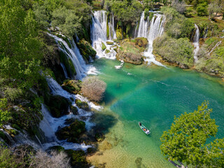 Aerial view of Kravica Waterfall in Bosnia and Herzegovina. The Kravica waterfall is a pearl of the...