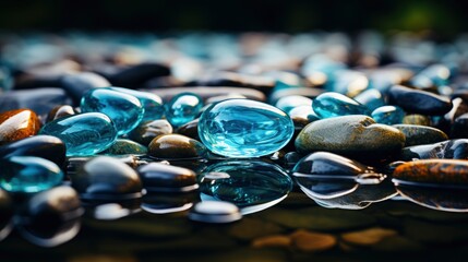 Selective Focus Trendy Blue Green Stone, Background Image, Background For Banner, HD