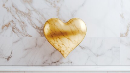 A heart-shaped golden design on white marble, perfect for expressing love and celebrating Valentine's Day.