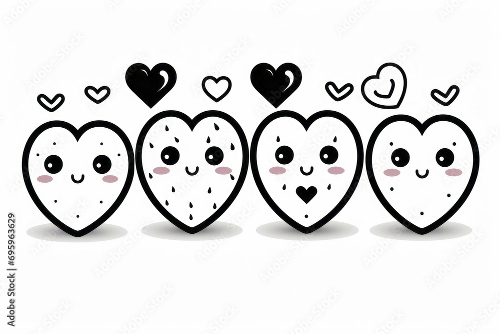 Poster children's characters in the shape of a heart on a white background. valentine's day concept. backdr