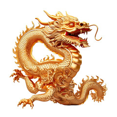  Chinese golden dragon on a transparent background