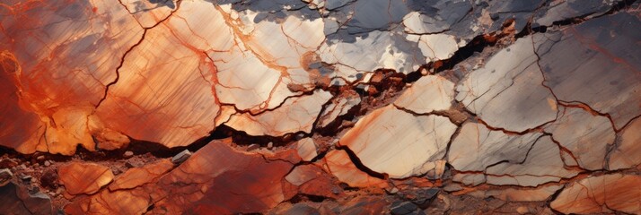 Naklejka premium Surface Fractured Ferruginous Quartzites Open Air, Background Image, Background For Banner, HD