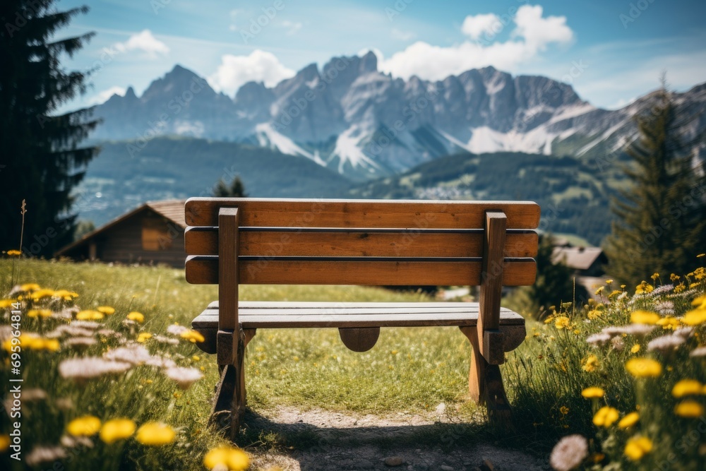 Poster bench for lovers. background with selective focus and copy space