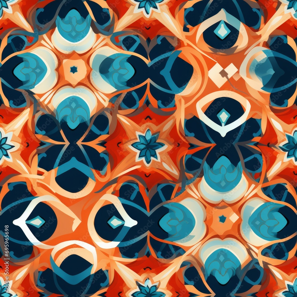 Poster beautifully intricate and vibrant moroccan tile patterns and ornaments in a wide array of colors