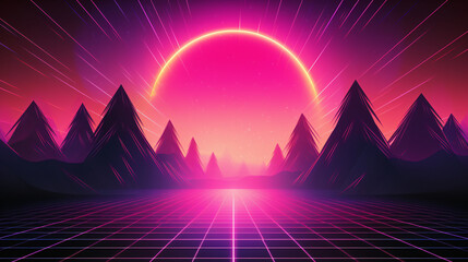 a retro gradient background in the style of neon nostalgia