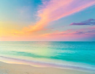 Naklejka na ściany i meble White sandy beach with gentle pastel colors