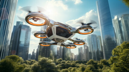 passenger aerial drone concept. The air cab of the future