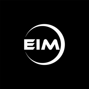 EIM letter logo design with black background in illustrator, cube logo, vector logo, modern alphabet font overlap style. calligraphy designs for logo, Poster, Invitation, etc.