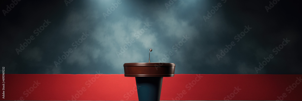 Aufkleber a presidential podium with a microphone awaiting a speech background with empty space for text