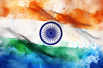 Indian national flag background illustration for festival, ai generative - obrazy, fototapety, plakaty