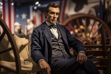 A presidential wax figure in historical exhibit 