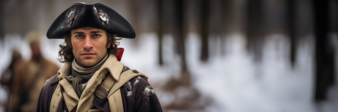 A Revolutionary War reenactor at Valley Forge 