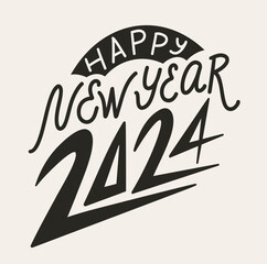 Happy New Year 2024. Isolated vector illustration. Celebration party. - 695970801