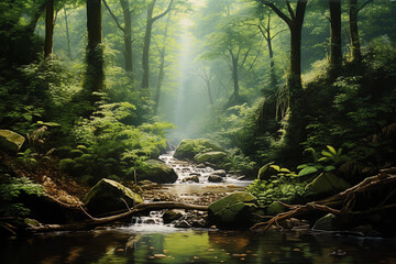 Fototapeta premium Forest and river. Summer landscape.
