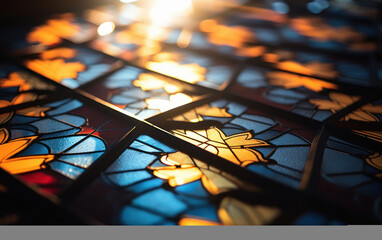 beautiful stained glass window. - obrazy, fototapety, plakaty