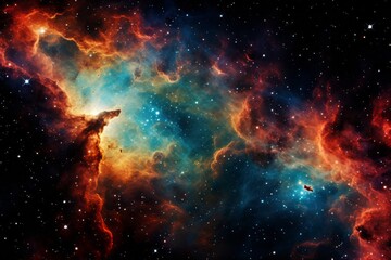Vibrant space galaxy cloud illuminating night sky, revealing cosmic wonders through astronomy - obrazy, fototapety, plakaty