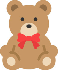 Fototapeta premium リボンをつけた、クマのヌイグルミのアイコンのイラスト