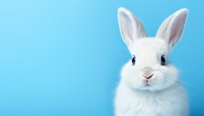 Captivating bunny rabbit with endearing expression, studio shot on vibrant solid background