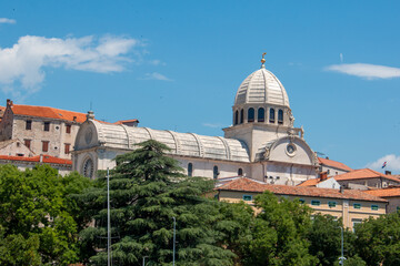 Fototapeta na wymiar The Cathedral of St. James (Katedrala sv. Jakova) in Šibenik in the state of Šibenik-Knin Croatia 