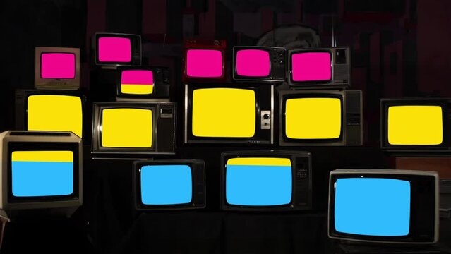 Pansexual Pride Flag and Vintage Televisions. 4K Resolution.