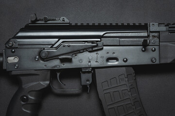 Russian assault rifle AK 12, close-up photo.