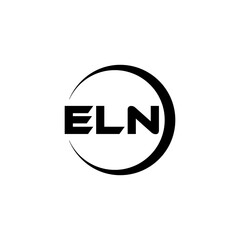 ELN letter logo design with white background in illustrator, cube logo, vector logo, modern alphabet font overlap style. calligraphy designs for logo, Poster, Invitation, etc.