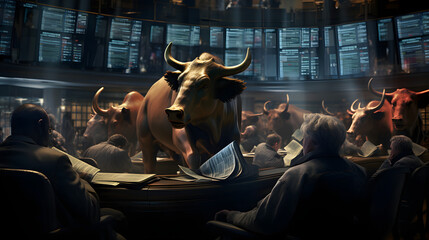 Stock market illustration, Bull market generativ ai
