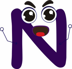 N in alphabet character, for kid learn Alphabet for fun