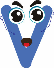 V in alphabet character, for kid learn Alphabet for fun