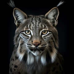 Spotted Iberian lynx forest animal. Mammal predator. Generate Ai