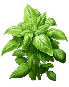 Plant of beauty fresh basil for home wall decor art poster. Printable basil flower concept. Modern drawing design cartoon style