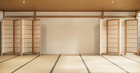 cleaning Interior, Empty room and tatami mat floor room modern style. 3D rendering