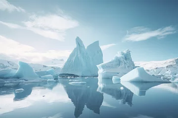 Fotobehang Majestic Ice land with icebergs. Nature landscape. Generate Ai © juliars