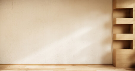 The shelf wall on modern room japanese style. 3D rendering