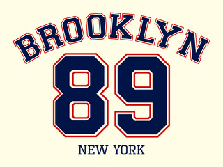 University, New York typography, t-shirt graphics. Vector illustration Brooklyn varsity