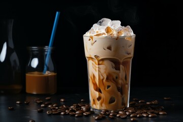 Creamy Iced cappuccino. Cool fresh foam. Generate Ai
