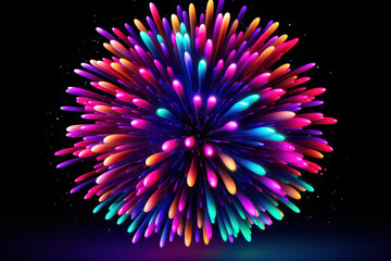 Night Sky Extravaganza, Colorful Fireworks Illuminate the Darkness, Isolated on Black Background.