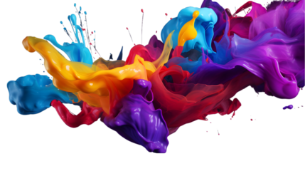 colorful paint spill isolated on transparent background
