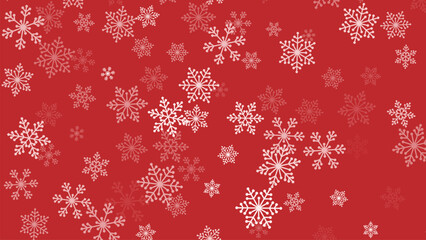 Christmas red background with snowflakes vector texture design element. Winter holiday seasonal composition with copy space. Wallpaper, promo banner or greeting card template. 