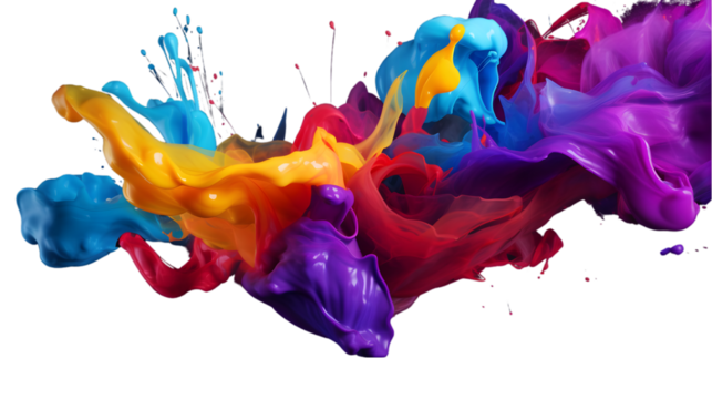 colorful paint spill isolated on transparent background