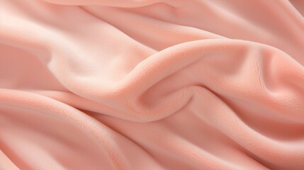 Obraz premium Soft Pink Peach Fuzz Fleece Fabric Texture. Close-up of soft pink fleece fabric with gentle folds and a cozy texture, perfect for a warm background.