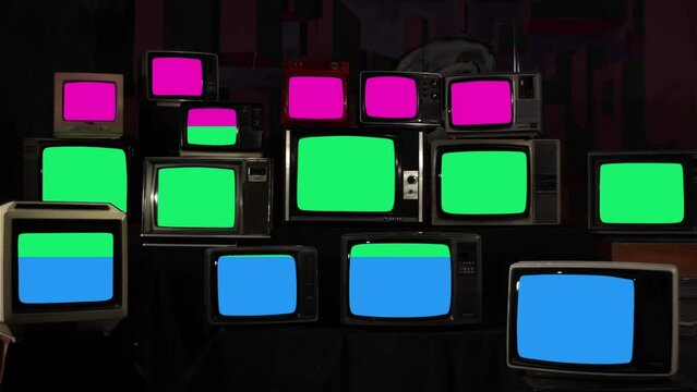 Polysexual Pride Flag and Vintage Televisions. 4K Resolution.