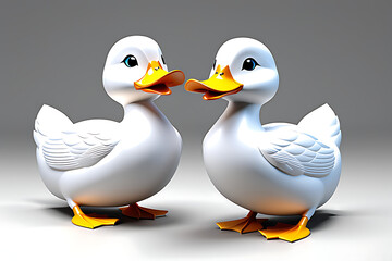 two ducks on white