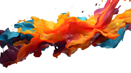 colorful paint spill isolated on transparent background