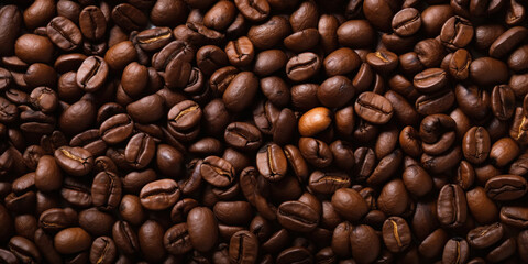 Obraz premium Fresh brown and Roasted coffee beans.