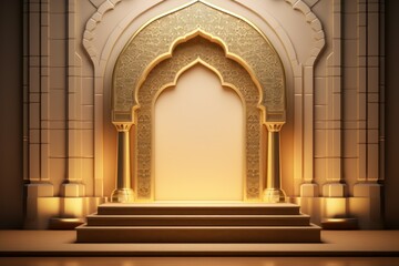 Sturdy Islamic podium. Podium cannon mosque. Generate Ai - obrazy, fototapety, plakaty