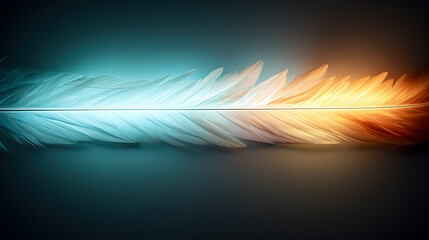 Abstract background with feather illuminated by gradient backlight.